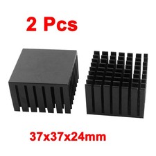 2pcs 37x37x24mm Aluminium Square Heatsink Heat Diffuse Cooling Cooler Fin Black picture