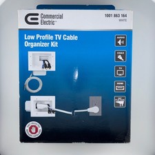 Commercial Electric Low Profile TV Cable Organizer Kit White 1001 863 164 NEW picture