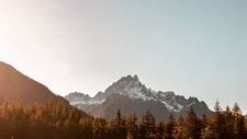 Landscape mountains trees snowy mountain nature Custom Gaming Mat Desk picture