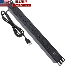 1U Rackmount Power Distribution Unit 8 Outlet Heavy Duty PDU W/ 10ft Cord New picture