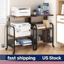 3-Tier Rolling Printer Stand with Storage Shelves and Castors picture