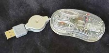 ZOMETA MINI OPTICAL SEE THROUGH COMPUTER MOUSE RETRACTABLE CORD G-ZOM-10046 NEW picture