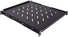 Durable Vented 4-Post Rack Shelf - Adjustable, 242 lbs Weight Capacity, Black picture