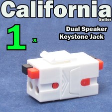 Speaker Keystone Connector Jack Insert Coupler Dual Spring Clips White 14-30AWG picture