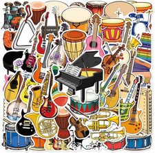 Musical Instruments Stickers 50 Pack Waterproof Vinyl Decal for Water Bottles picture