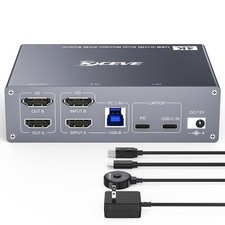 KCEVE USB C HDMI KVM Switch Dual Monitor 4K60Hz For Desktop Laptop With PD picture