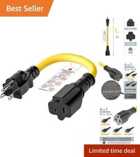 Versatile 4-in-1 AC Adapter Cable - 12AWG, 15A to 20A, 1FT, NEMA Compatibility picture