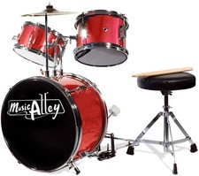 3 Piece Kids Drum Set with Throne, Cymbal & Sticks, Red picture