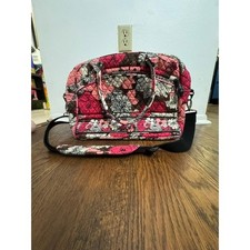 Vera Bradley Mocha Rouge Quilted Laptop Messenger Bag Pink Floral Crossbody picture