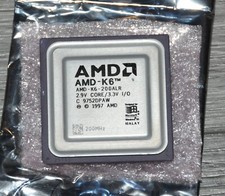 AMD 200mhz AMD-K6 200ALR CPU Super Socket 7 (2.9v core 3.3v) with Fan/Heatsink picture