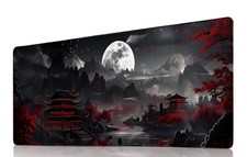 XL Extended Gaming Mouse Pad Japanese Landscape Red Moon Desk Mat Non-Slip picture