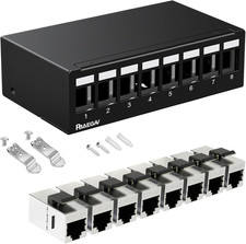 Patch Panel 8 Port with 8Pcs Cat6A Keystone Jack【Ec Listed】 Shielded No Rust and picture