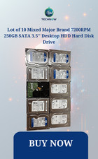 Lot of 10 Mixed Major Brand 7200RPM 250GB SATA 3.5'' Desktop HDD Hard Disk Drive picture