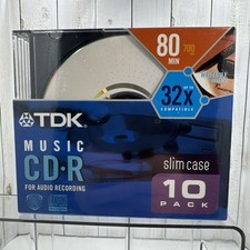 TDK 80 Minute 700mb Music 32X CD-R Slim Case 10 Pack Disc Brand New Sealed picture