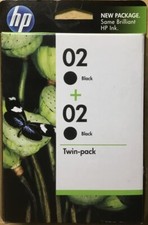 Genuine OEM HP 02 + HP 02 Black Ink Twin Pack (2) Cartridges C9500FN Exp 07/2012 picture