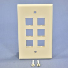 Leviton 41080-6TP Light Almond 1-Gang 6-Port Unbreakable Nylon Wallplate Cover picture