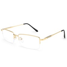 Rectangle Blue Light Glasses for Men Gold Metal Anti Bluelight Blocking picture