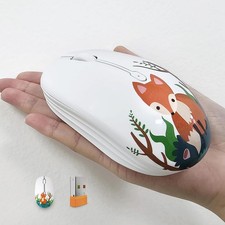 Cute Fox Cartoon Silent Wireless Bluetooth & USB 2.4G Computer Mouse picture