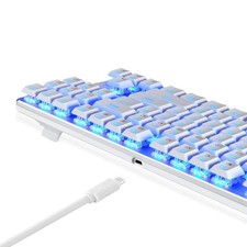 EagleTec kg061-br Mechanical Keyboard Wired Ergonomic Brown Switches blue backli picture