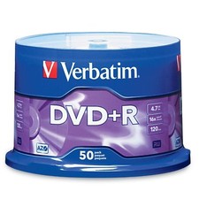50 Verbatim AZO DVD+R 16X Branded Logo 4.7GB Media Disc Spindle 95037 picture