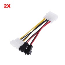 4Pin Molex to 3Pin fan Power Cable Adapter Connector - 2pcs picture