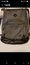 Laptop Drawstring Backpack String Bag Sackpack Cinch Vegan Leather Felted Wool picture