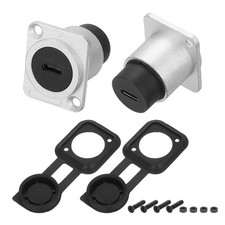 2Pcs Type C Panel Mount Coupler, D-Type USB C Pass Through 10Gbps Silver picture