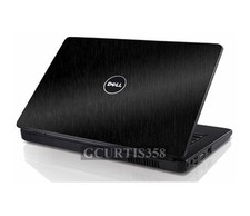 BLACK BRUSHED TEXTURED Vinyl Lid Skin Cover fits Dell Inspiron 1525 1526 Laptop picture