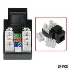 24x CAT3 RJ11 RJ12 Telephone Phone Line Keystone Jack 110 Punch Down 6P6C Black picture