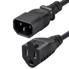 1FT IEC 60320 C14 Male to NEMA 5-15R Female Power Cord Cable 3 Prong 18AWG 10A picture