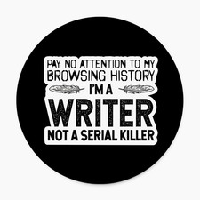 Funny Writer round Mouse Pad for Laptop Computer, Sarcastic Author Mousepad for picture