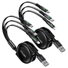Coiled Multi Charging Cable 3A, 2Pack Retractable Lightning Cable, Multi Black picture