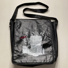 Unusual Wilsons Black Leather M. Julian Embroidered Messenger Bag “Censor” News picture