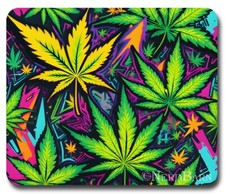 WEED CANNABIS Marijuana Psychedelic Graffiti ~ Mouse Pad / PC Mousepad Cool Gift picture