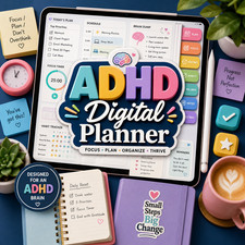 ADHD Digital Planner PDF GoodNotes iPad Planner Brain Dump Focus Habit Tracker picture