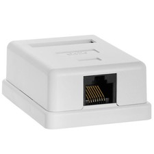 RJ45 White Surface Mount Box 1 Port For Cat6 Cable Female RJ45 Jack Connector picture