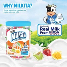 Real Milk Candy Lollipop Jar Fruity Mix (28 Count Lollipops) | Gluten-Free Healt picture