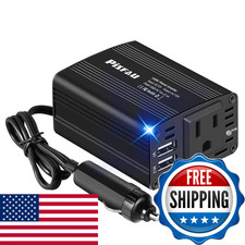 Pisfau 150W Power Inverter 12V Dc To 110V Ac Car Plug Adapter Outlet Converter picture