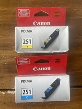 Lot 2 NEW GENUINE OEM Canon 251C 251Y Cyan Yellow Standard Yield Ink Cartridge picture