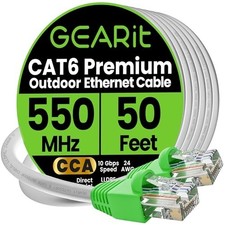 GEARit Cat6 Outdoor Ethernet Cable (50 Feet) CCA Copper Clad, 50 Feet, White picture