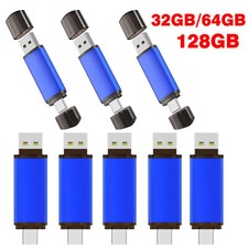 32GB 64GB 128GB USB 2.0 Flash Drive Dual Go USB Type-A Type-C Memory Sticks LOT picture