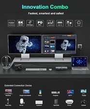 QGeeM 16 in 1 Universal USB C Thunderbolt 4 Docking Station Dual Monitor 4K or - picture