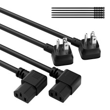 3-Prong 45 Degree Flat to 90 Angled Plug Power Cord 7 Ft/2 Pack, Heatproof Fl... picture