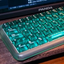 114 Keys Crystal Clear Keyboard Keycaps Transparent PC Cherry Profile Green picture