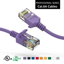 20 Pack of 30Ft CAT6A UTP Slim Ethernet Network Booted Cable 28AWG Purple picture