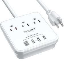 Cruise Ship Power Strip 6ft Cord 3 Outlets 4 USB Ports Non Surge Protector White picture