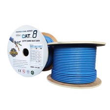 300Ft CAT8 Solid S/FTP Bulk Wire 23AWG 40Gbps Blue picture