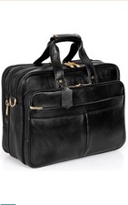 Tayib Full Grain Leather Laptop Messenger Shoulder Briefcase Bag 16 Inch. picture