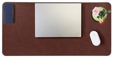 Large Faux Leather Desk Mat Brown, 31.5 x 15.7 Inch Non-Slip Waterproof Pad picture