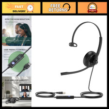Wired USB-A Headset with Noise Canceling Mic, In-Line Control, On-Ear Design picture